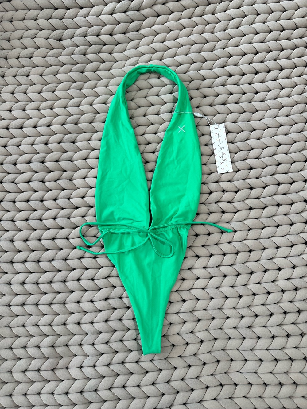 Boutine LA Bright Green Halter One-Piece Swimsuit